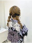 ツイン編みおろし/編み下ろし/浴衣ヘア