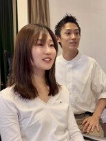 ヘアーサロンテン モトアザブ(hair salon Ten motoazabu) ワンレンレイヤー/ミルクティーブロンド/ダークブルー/麻布十番