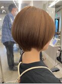 丸みショートボブ×ナチュラルブラウン