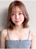 美髪くせ毛風カールミルクブラウン愛され前髪くびれヘア艶感