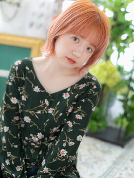 カバーヘア ブリス 戸田公園西口店(COVER HAIR bliss) オレンジブラウン☆韓国風小顔外ハネボブa戸田公園10代20代30代