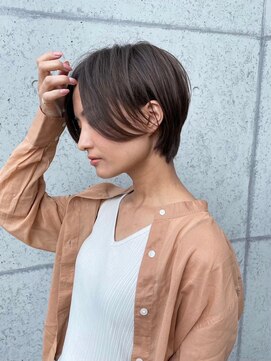 ロンドシエル 横浜(Lond ciel) 前髪なしハンサムショート×グレーベージュ【沼座/横浜】