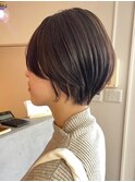 ショートヘアー ブラウンカラー 前髪カット 顔まわり 韓国風
