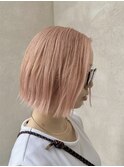 服部天神/ダブルカラー/ピンクベージュ/切りっぱなしボブ