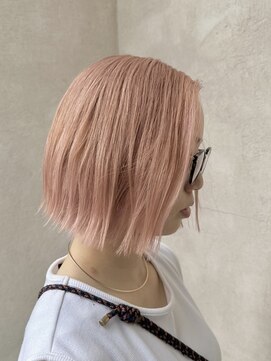 インフィニティー infinity HAIR SPACE BLOOM 服部天神/ダブルカラー/ピンクベージュ/切りっぱなしボブ