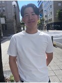 メンズカットセンターパート韓国マッシュダークアッシュショート