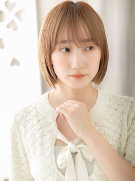 カバーヘア ブリス 戸田公園西口店(COVER HAIR bliss) 透明感オレンジベージュ切りっぱなしミニボブY戸田公園20代30代