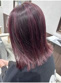 ハイライト切りっぱなし韓国風ワインレッド外国人風オリーブ堺東