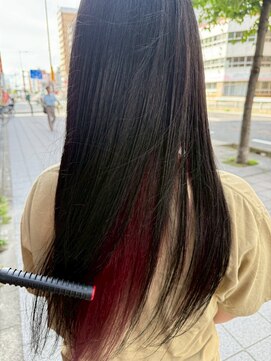 アグランテトラ 野田阪神店(a Gland tetra) 美シルエット艶髪ロングヘア透明感チェリーレッドインナーカラー