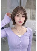 黒髪韓国小顔レイヤーイメチェン暗めオリーブグレークラゲヘアー