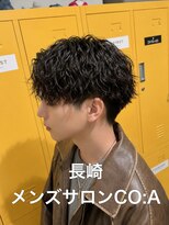 コア(CO:A) ツイストスパイラルパーマ ツーブロック無造作刈り上げマッシュ