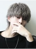 シャドウパーマコンマヘアナチュラルセンターパートツーブロック