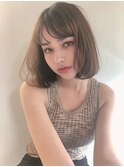 丸みボブ_くびれヘアアプリコットオレンジ