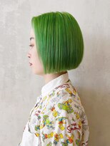 アイティーバイアルバム 下北沢店(IT by ALBUM)&nbsp;ボブ黄緑_ホワイトグレージュネビージュこなれミディ_ba395241
