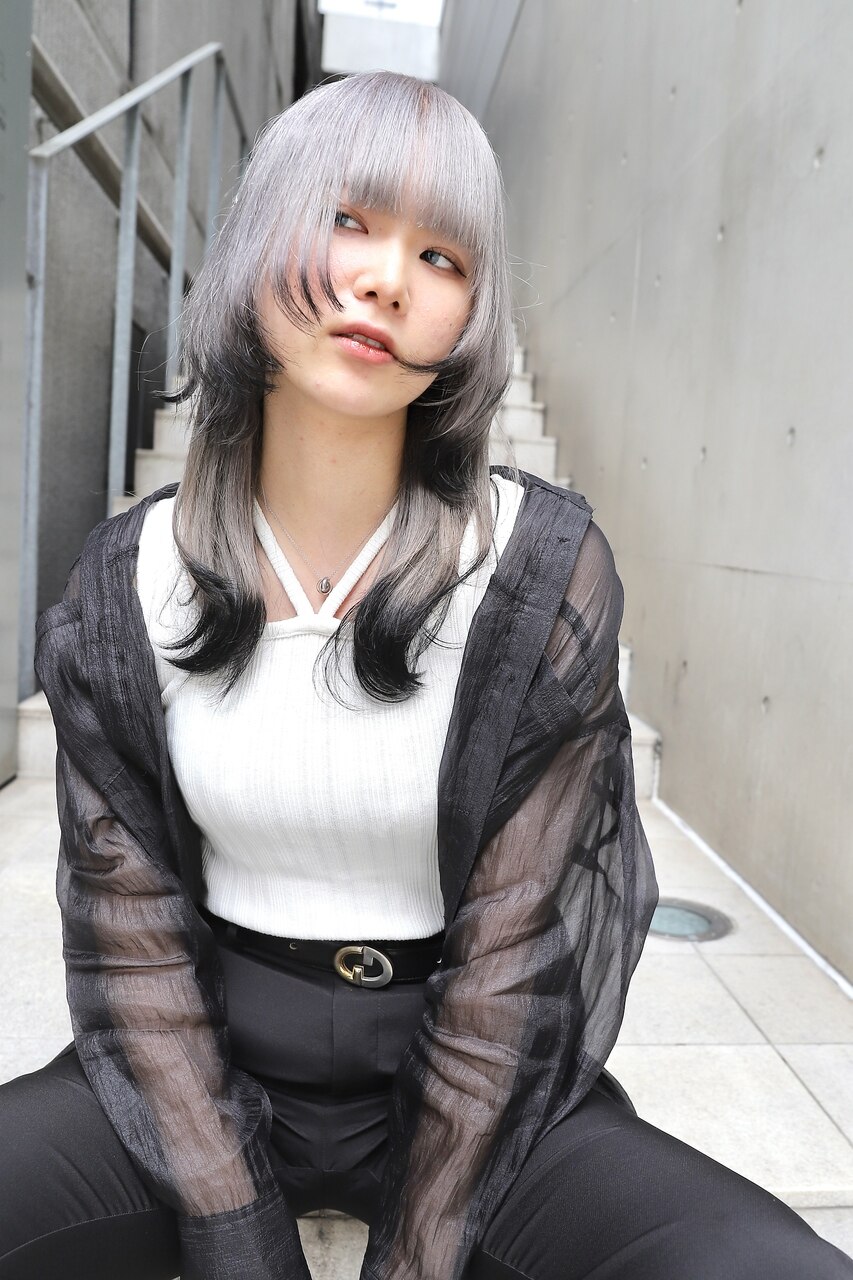 ロングウルフ×エンドカラーブラック☆ウルフカット/心斎橋：L185848909