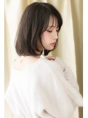シースルーバングアッシュブラック大人ボブY越谷20代30代40代