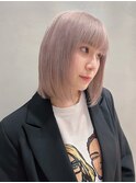 ボブ　ミルクティーベージュ　ブリーチ　ブロンド