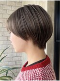 大人ショートボブ丸みショートカットマッシュショート前髪あり