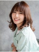 小顔外ハネミディアムアッシュ20代30代40代くびれミディ韓国ヘア