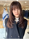 【大久保】ロング顔まわりレイヤーチョコブラウンカラー