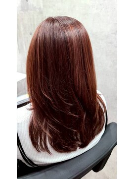 ポリマン 西新井(poliment) 大人かわいいピンク系春カラー 韓国風レイヤーカット