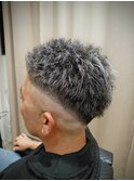 スキンフェード風×シルバーハイライト