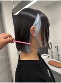 デザインカラー黒髪インナーカラーピンクアンブレラカラー韓国