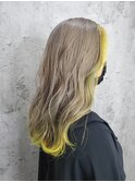 10代20代大人可愛いフェイスフレーミングインナカラーイエロー