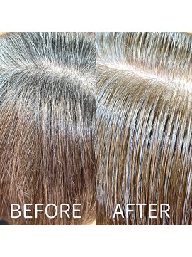 ワン エイティー ディグリース 恵比寿(180°One Eighty Degrees.) 白髪ぼかし(ハイライト/ブリーチ有)カーキアッシュ/30代/40代