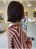 切りっぱなしボブ×レッドブラウン