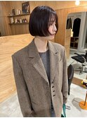 結べるレイヤーゆるふわパーマ暗めミルクティーベージュブリーチ