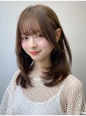 前髪 ワンホンレイヤー ダークブルー レイヤーカット"