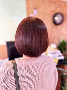 アークスヘアー 大人可愛いミニボブピンクアッシュ透明感小顔ブリーチなし