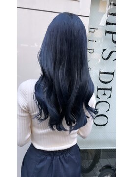 ヒップスデコ(Hip's deco) 【ブリーチ有】韓国系ダークブルーカラー×ブルーブラック