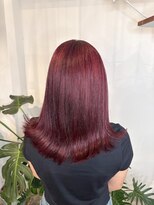 ピークスヘア(peaks hair) カシスレッド チェリーレッド 赤紫 暖色 ダブルカラー 堀江