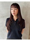 顔まわりレイヤーカットロングカシスカラー暖色ダブルカラー袋町