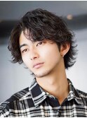 渋谷メンズ学生緩め波巻きスパイラルパーマボブウルフ垢抜け