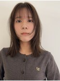 顔周りレイヤーカットミディアムベージュカラー前髪カット