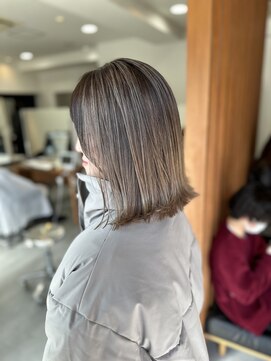 ホーミーキョウト(Homey Kyoto) 細ハイライト×アッシュグレージュ◎切りっぱなしボブ