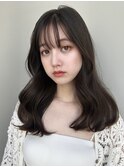 韓国ミディアム/韓国ヘア/ミディアムレイヤー/前髪