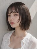 20代30代人気顎ラインボブ/切りっぱなしボブ/透明感/渋谷◎