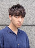 爽やかツーブロック刈り上げマッシュ無造作束感ショートレイヤー