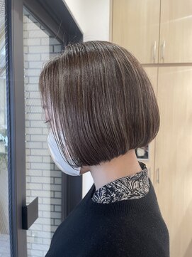 アールヘア ナチュラルアンドオーガニックサロン ワンレンボブ×オーガニック白髪ぼかしハイライト×30代40代50代