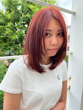 ナンバー ユアイロ 川崎(N° uairo) 【森山】ピンクレッド×ミディアムレイヤー