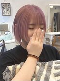 Regalo☆フェイスレイヤー切りっぱなしボブ×ペールピンク