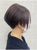 大人ショートボブヘアくびれショート白髪染めグレイカラー40代
