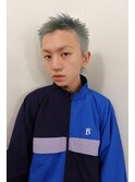ケアブリーチハイトーンメンズブルーカラースパイキーショート