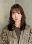 ミディアムレイヤー韓国レイヤー暖色ワインレッド髪質改善
