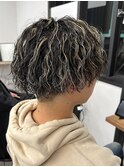 メッシュハイライトスパイラルパーマツイストパーマツーブロック