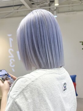 ラック 表参道(LUCK) ペールカラー/ペールブルー/ぱつんとボブ/ニュアンスカラー